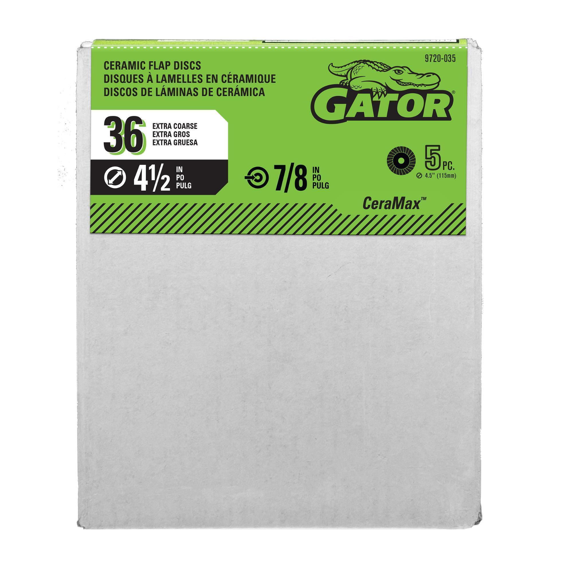 Gator CeraMax Premium Ceramic Flap Discs — 4-1/2in., 36 Grit, 4 Pcs, Model# 9720035DS